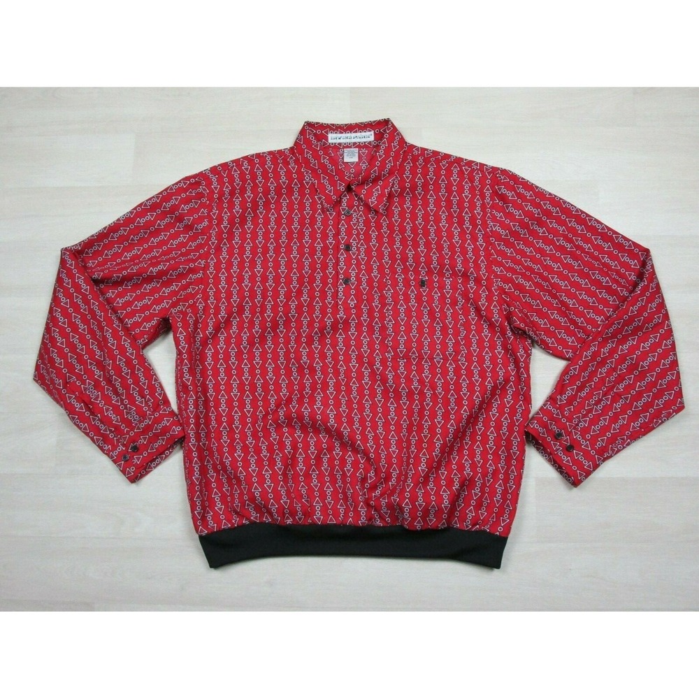 Vintage 80s Irvine Park Quarter Button Sweater Shirt (L) All Over Print Pattern‎
